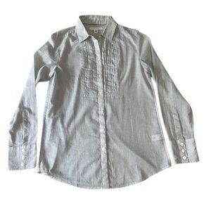 Banana Republic Women’s 100% Cotton Grey & White Stripe Button Up Shirt Small